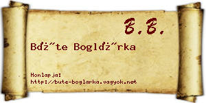 Büte Boglárka névjegykártya